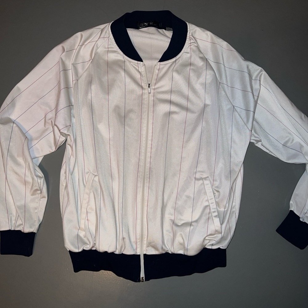 Vintage Pro Celebrity women's large lightweight zipup pinstripe mint jacket